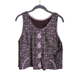 Unique Brown Blush Made In Italy Mixed Media Cropped Tank Top Size M